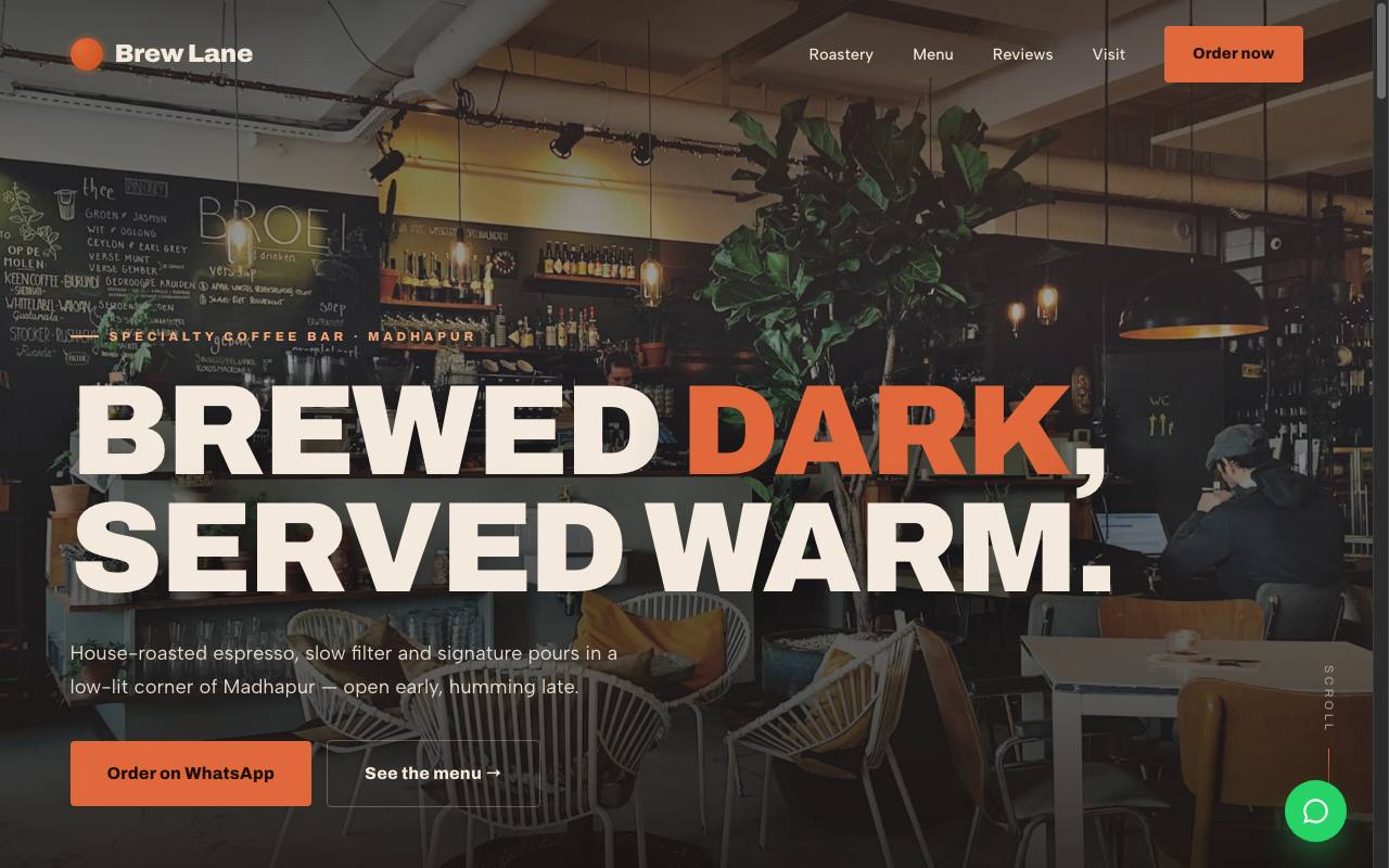 Brew Lane Cafe website preview