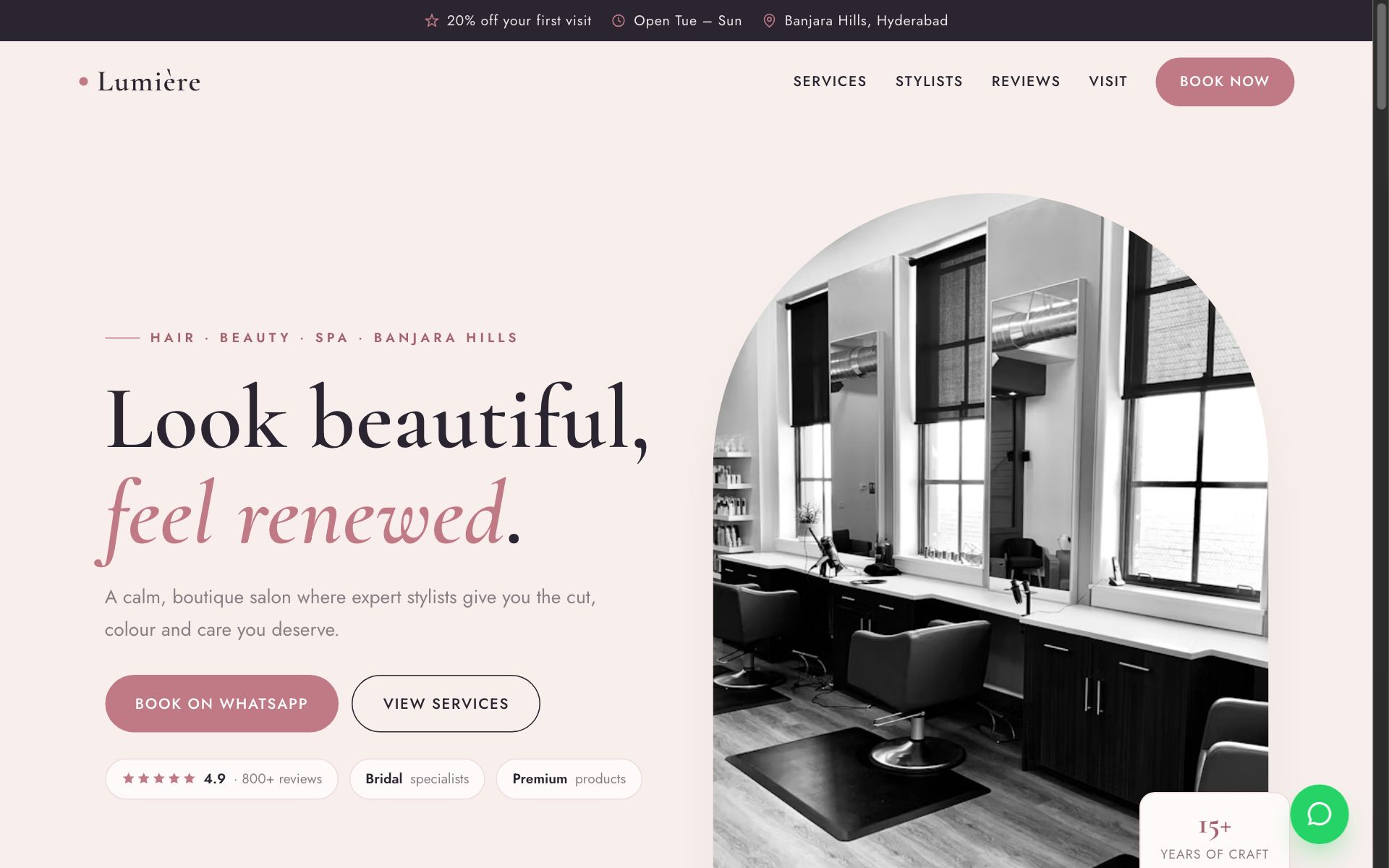 Lumière Salon website preview