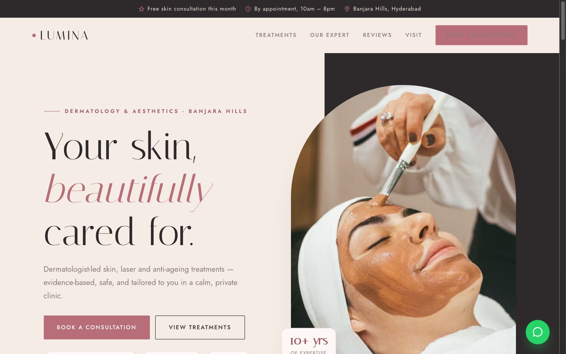 Lumina Skin & Aesthetics website preview