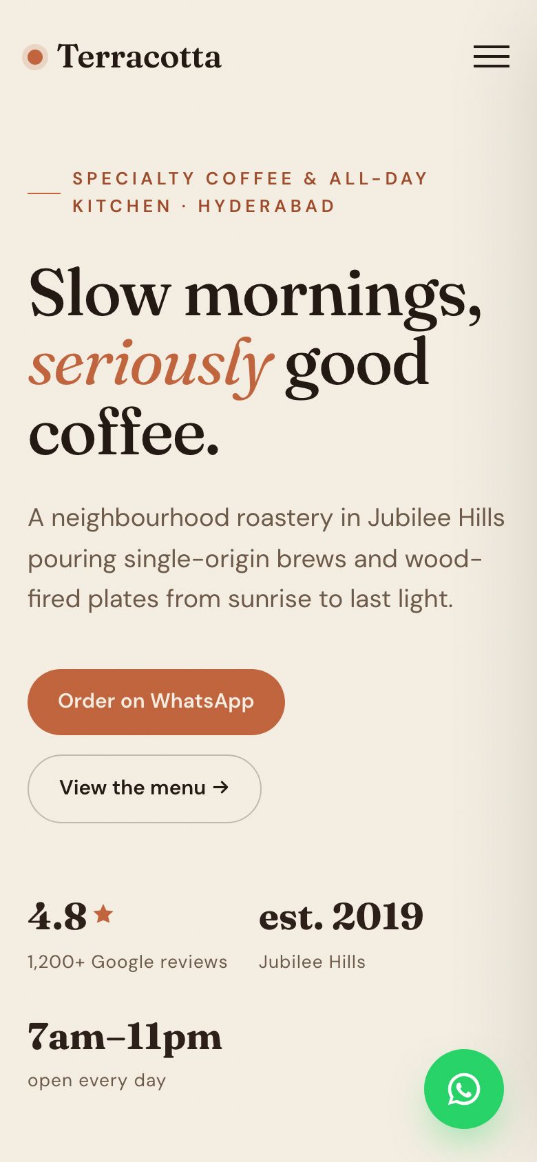 Terracotta Coffee & Kitchen on a phone