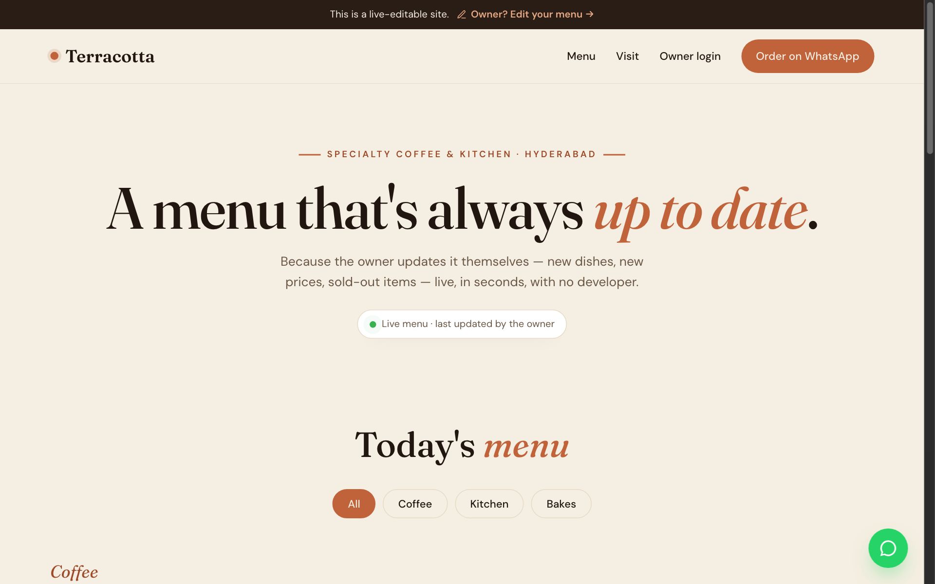 Terracotta · Live-Edit Edition website preview